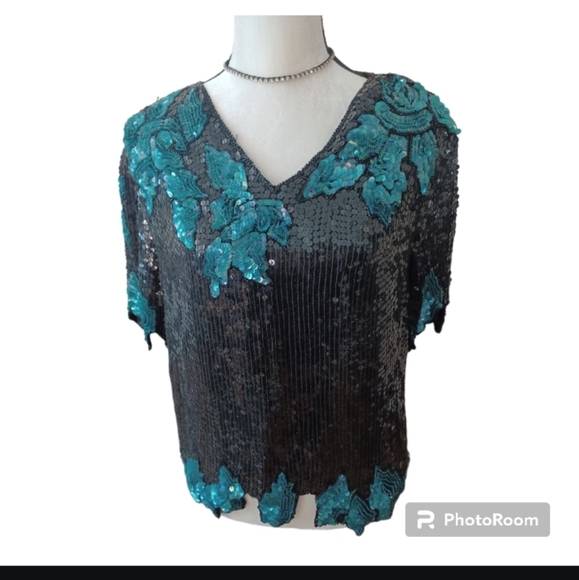 Vintage Blouse shirt top  sequin - Picture 5 of 6